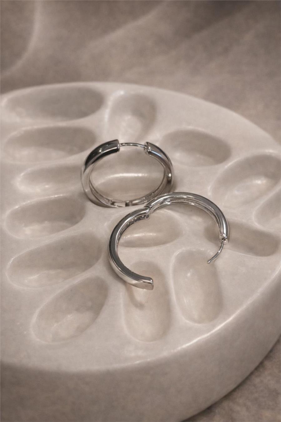 Afra Eklemli Orta Boy Silver Halka Küpe